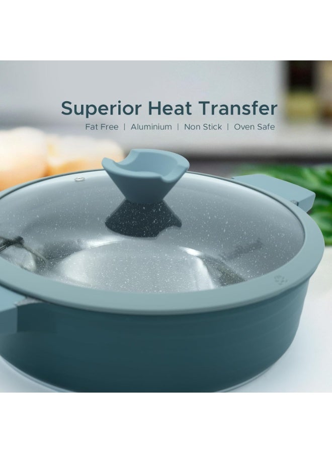 HausRoland Casserole 5.2L Green Granite Nonstick Cookware with Lid Die-Cast Aluminum Induction & Oven Safe PFOA/PTFE-Free Kitchen Utensil Durable Scratch-safe Pots Pans for Cooking (Sauce Pot 5.2L) - Image 5